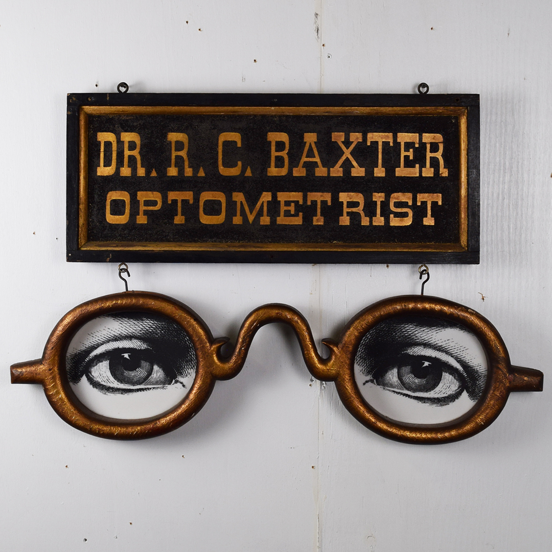 Dr. R. C. Baxter Optometrist Wooden Hanging Trade Sign Eyes