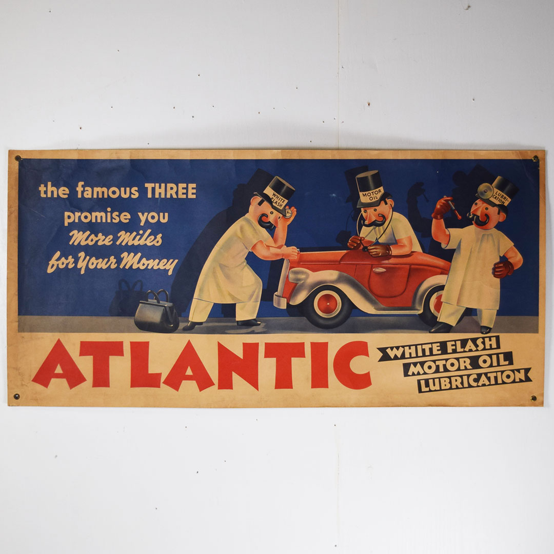 Atlantic White Flash Motor Oil Lubrication Paper Banner