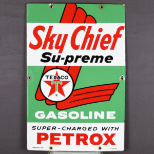 1961 Texaco Sky Chief Su-preme Gasoline Porcelain Pump Plate