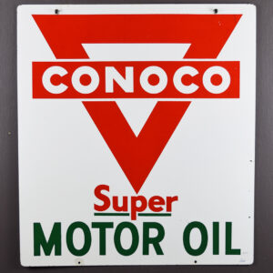 Conoco Super Motor Oil Double Sided Hanging Porcelain Sign