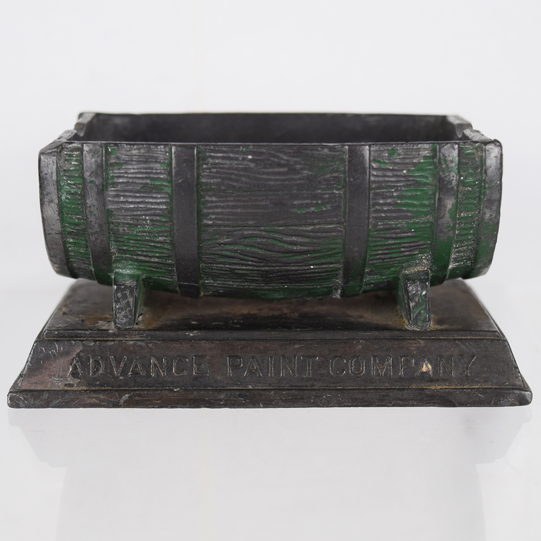 Advance Paint Company Metal Half Barrel Desk Ashtray Paperweight