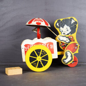 Pepsi Cola Hot Dog Cart Wooden Pull Toy Metal Umbrella