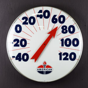American Gasoline Glass Face Round Thermometer 18 Inch