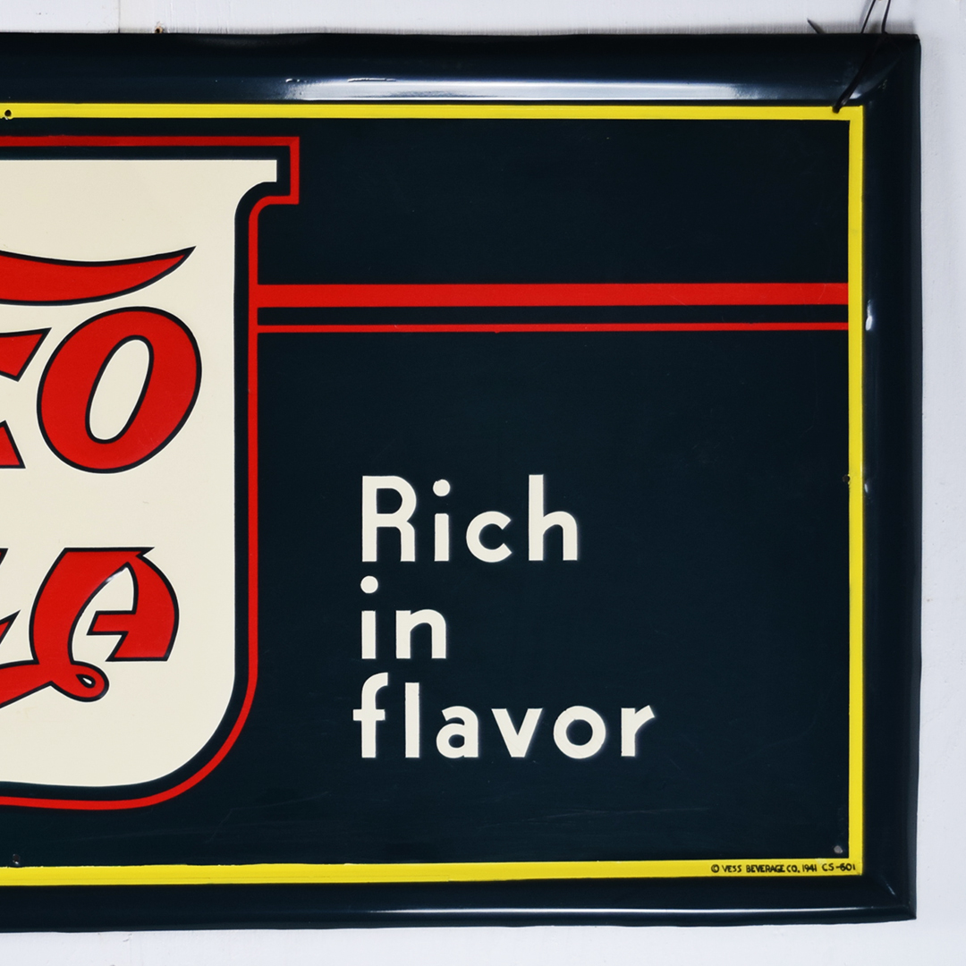 1941 Drink Cleo Cola Embossed Self Framed Tin Sign Vess Beverage