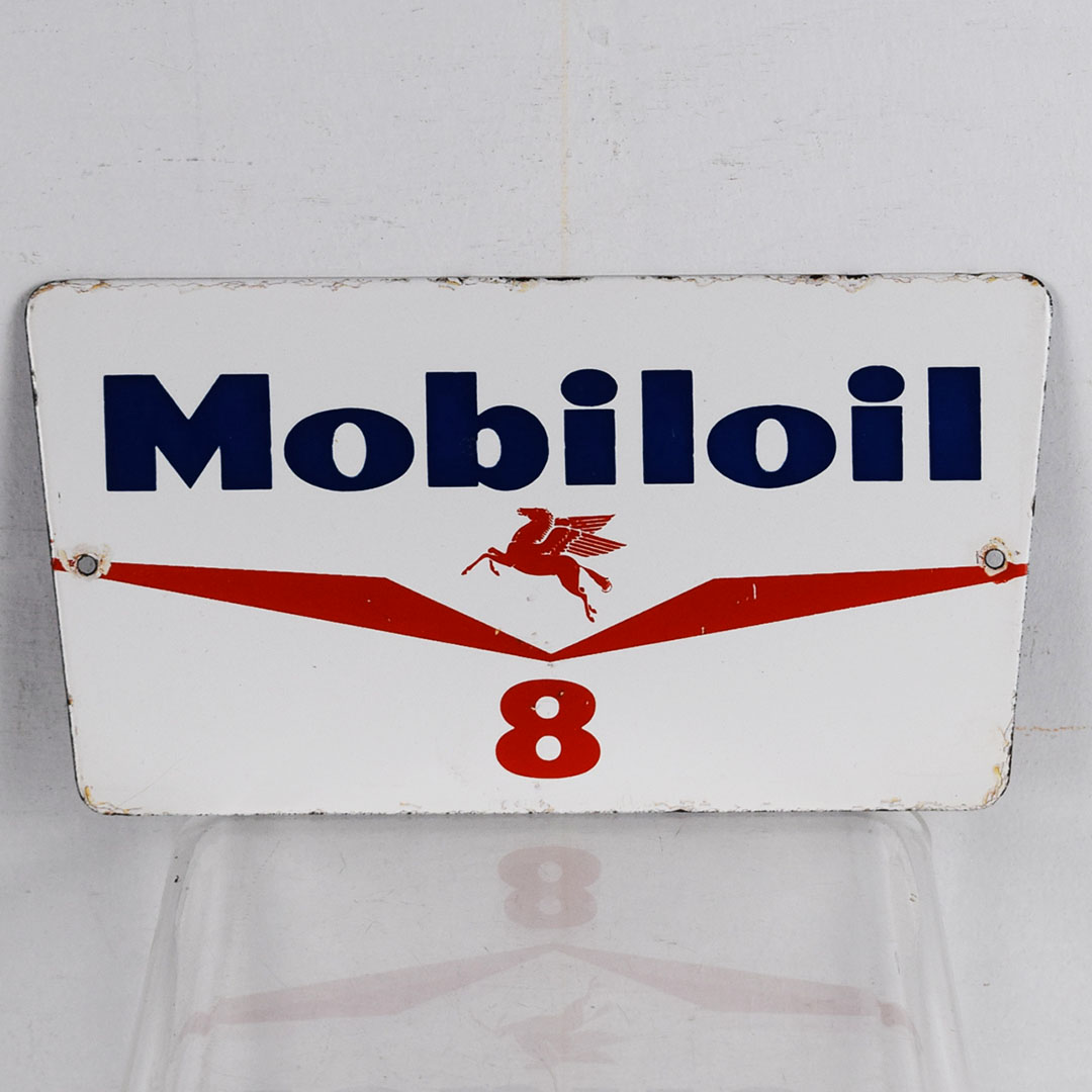 Mobiloil Mobilgas Original Porcelain Garage Marking Sign '8'
