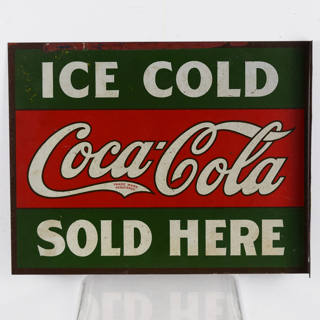 Rare Ice Cold Coca-Cola Sold Here Double Sided Flange Sign