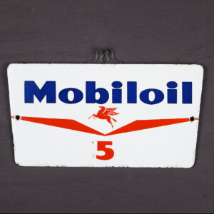 Mobiloil Mobilgas Original Porcelain Garage Marking Sign '5' - 9 Inches Long
