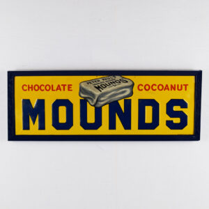 Peter Paul's Chocolate Cocoacut Mounds Embossed Tin Sign 19.5 Inches Long