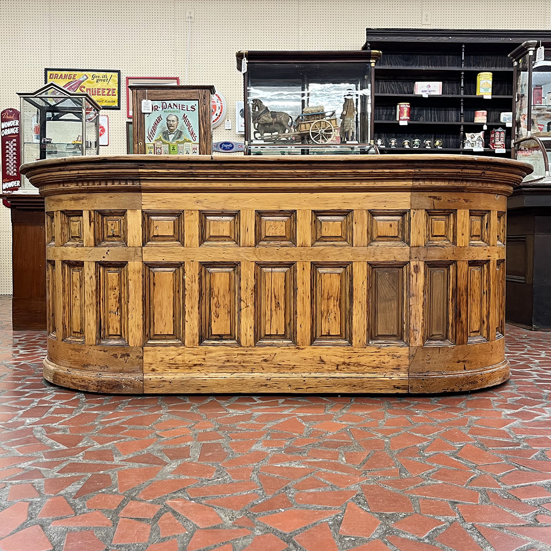 Unique Pine General Store Counter Raised Panels Curved Ends