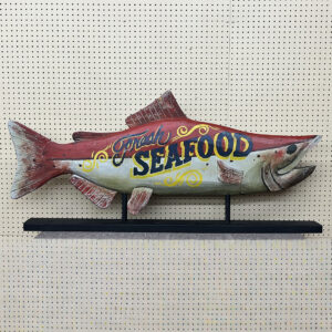Wooden Fish Hand Carved Trade Sign Fresh Seafood Restaurant