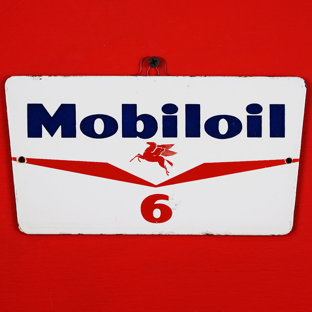 Mobiloil Mobilgas Original Porcelain Garage Marking Sign '6'