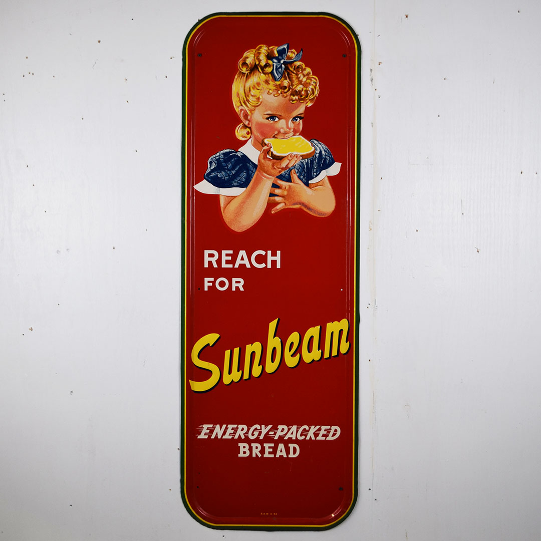 1953 Reach For Sunbeam Embossed Self Framed Metal Sign