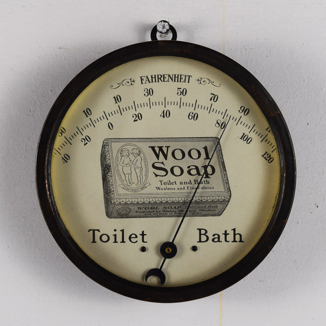 Wool Soap Woolens Cleaner Round Advertising Thermometer 1920's