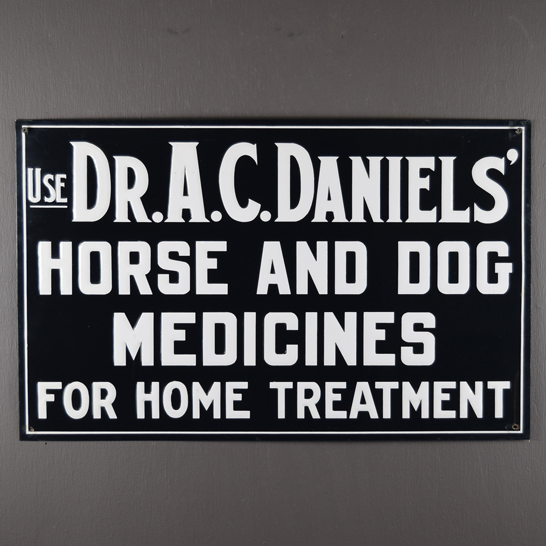 Dr. A.C. Daniels' Horse And Dog Medicines Embossed Tin Sign