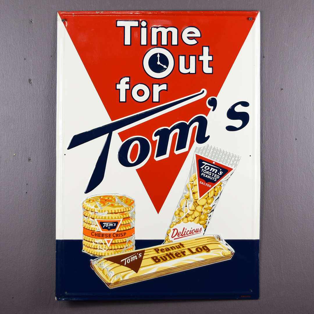 Time Out For Tom's Embossed Metal Sign Self Framed Robertson