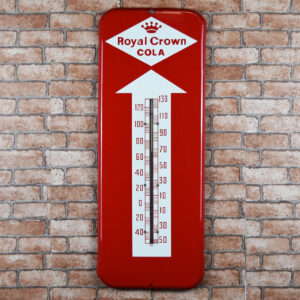 Royal Crown Cola Metal Thermometer Red Back White Arrow