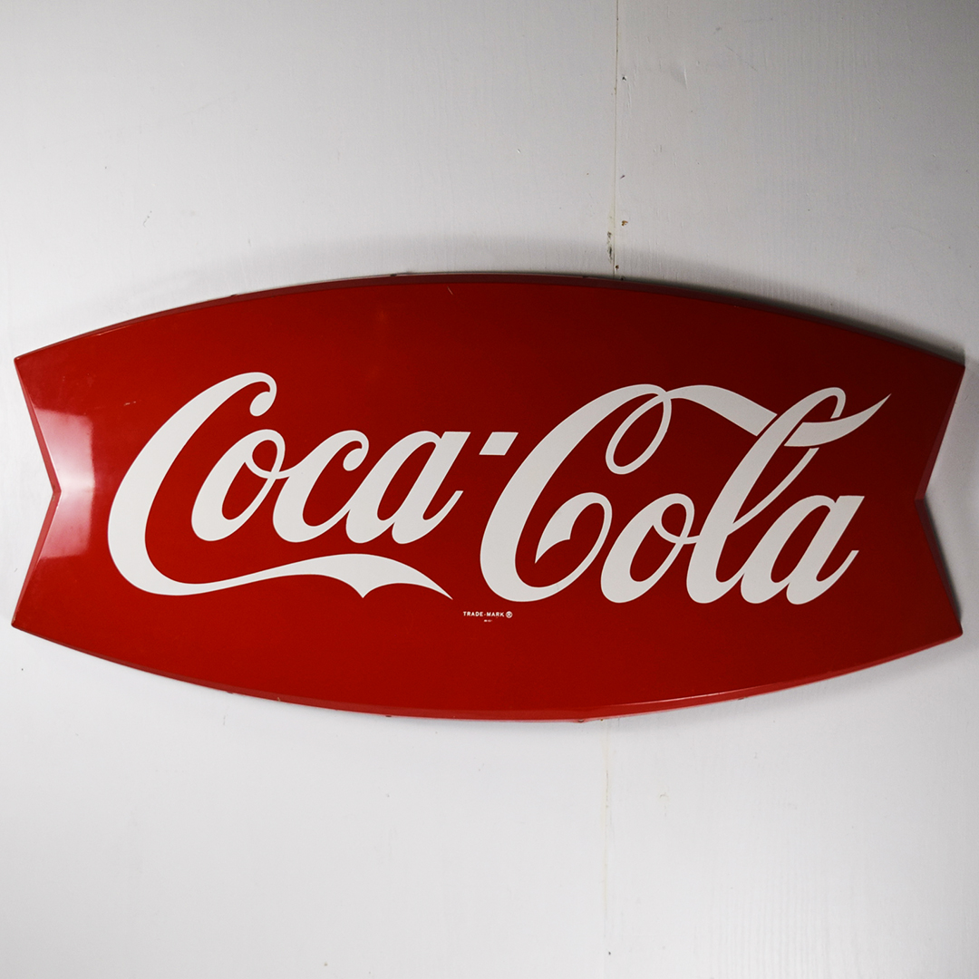 60 Inch Coca-Cola Metal Fishtail Sign Marked "AM 43"