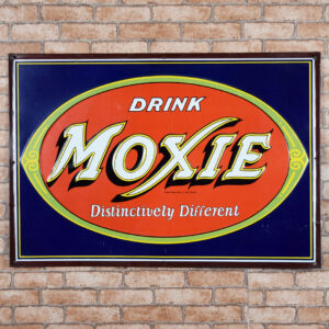 Rare Drink Moxie Embossed Tin Sign Distinctively Different