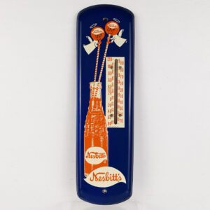 Rare Nesbitt's Soda Tin Thermometer Blue In Color Dated 1966