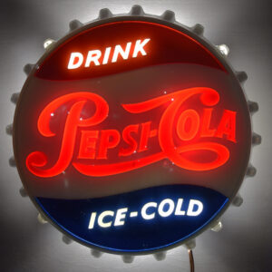 Drink Pepsi-Cola Ice Cold Light Up Bottle Cap Sign Plastic Face