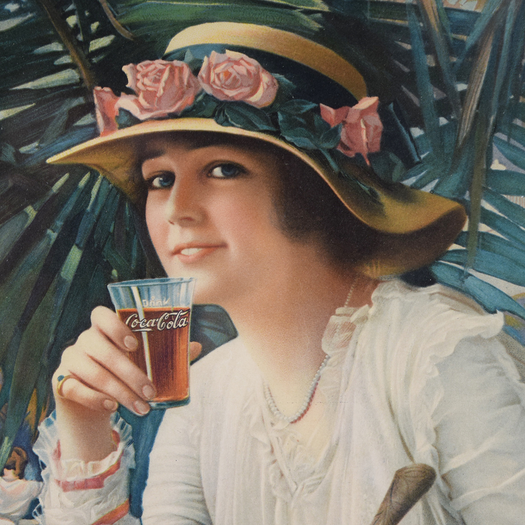 1917 Coca Cola Paper Lithograph Calendar "Constance" Framed