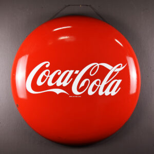 36 Inch Coca Cola Button Sign Porcelain Finish 1950s Era