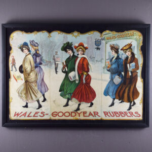 Wales-Goodyear Rubbers Tri-Fold Cardboard Sign Framed 1906