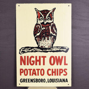 Night Owl Potato Chips Galvanized Metal Single Sided Sign