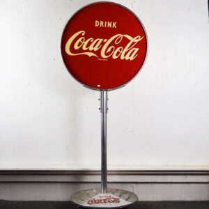 Nice Coca-Cola Lollipop Pole Sign Tin School Slow Insert Sign 63 Inches Tall