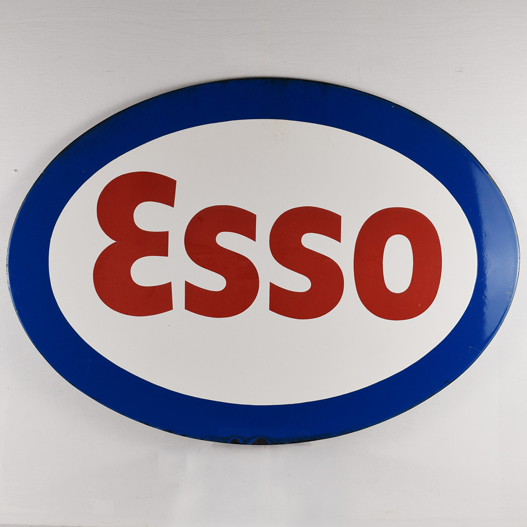 Esso Single Sided Porcelain Sign 23.5 Inch Tall 33 Inch Wide