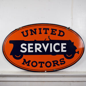 United Motors Service Double Sided Oval Porcelain Sign