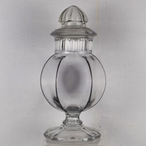 6 Sided Glass Apothecary Pedestal Penny Candy Jar Ground Lid