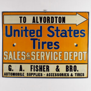 United States Tires Sales & Service Depot Tin Sign Aldvordton Ohio