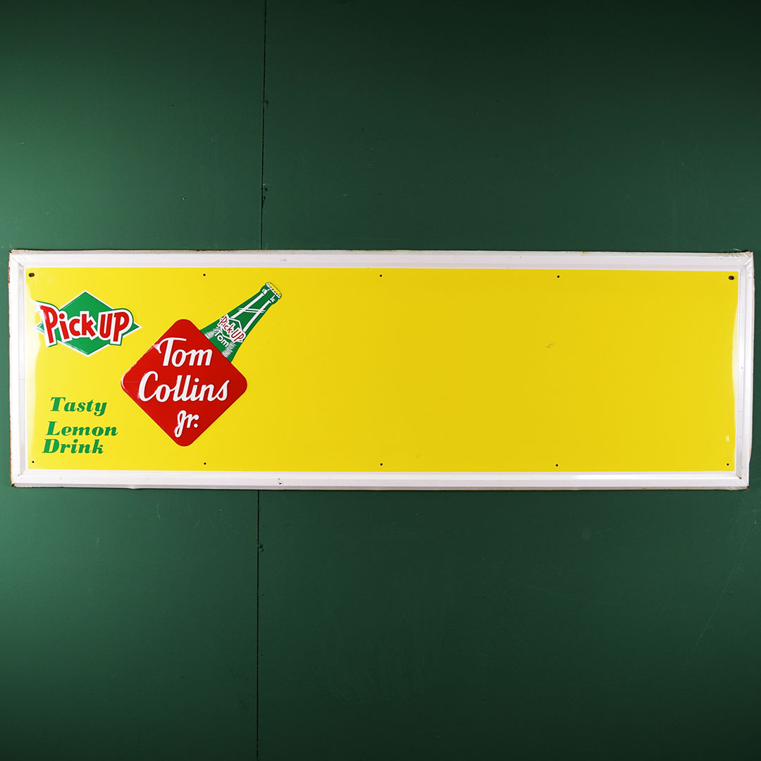 Tom Collins Jr Soda Self Framed Embossed Logo Metal Sign