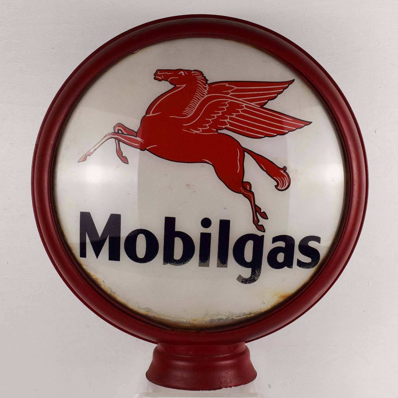 Mobilgas Gas Globe Metal Body Glass Lenses 19.25 Inches Tall